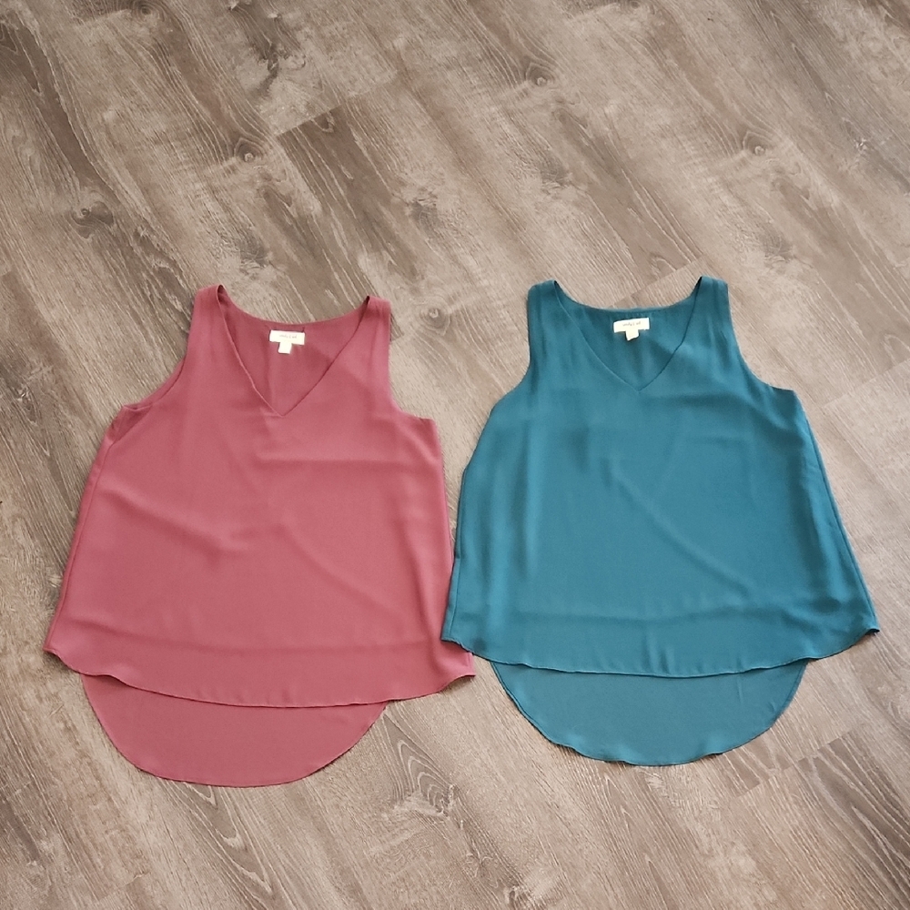 Mauve and Teal High-Low, Asymmetrical Sleeveless Tank Top Bundle